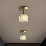 Hallway Classic Cup-Shaped Glass Semi-Flush Mount Light Image - 5