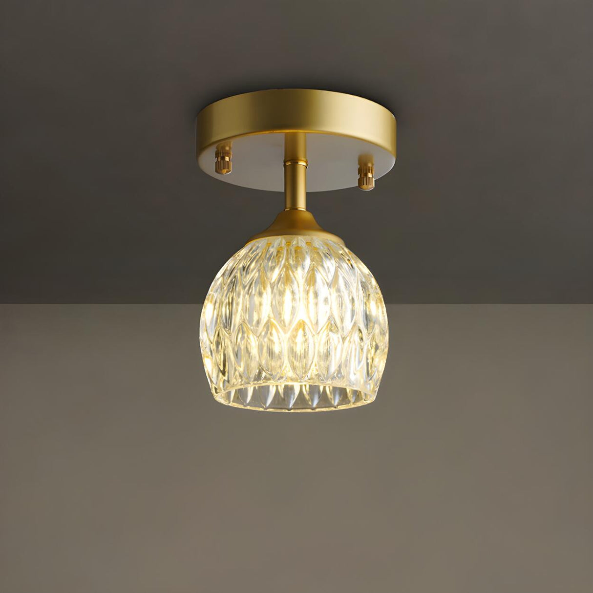 Hallway Classic Cup-Shaped Glass Semi-Flush Mount Light Image - 8