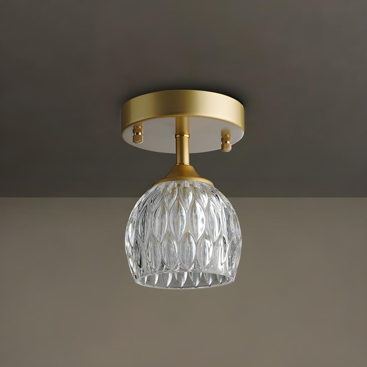 Hallway Classic Cup-Shaped Glass Semi-Flush Mount Light Image - 9
