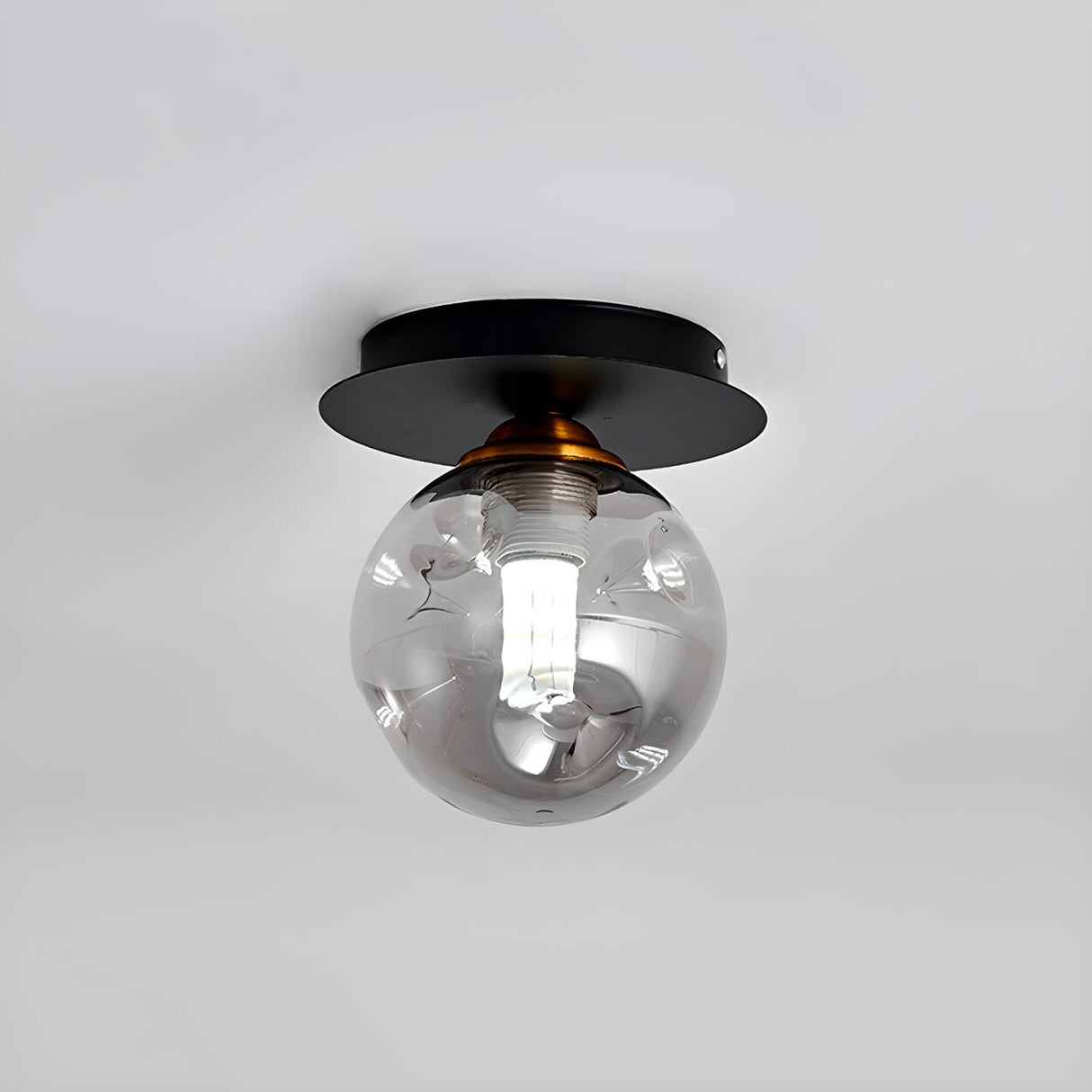 Hallway Clear Dimpled Glass Globe Flush Mount Light Image - 4