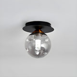 Hallway Clear Dimpled Glass Globe Flush Mount Light Image - 4