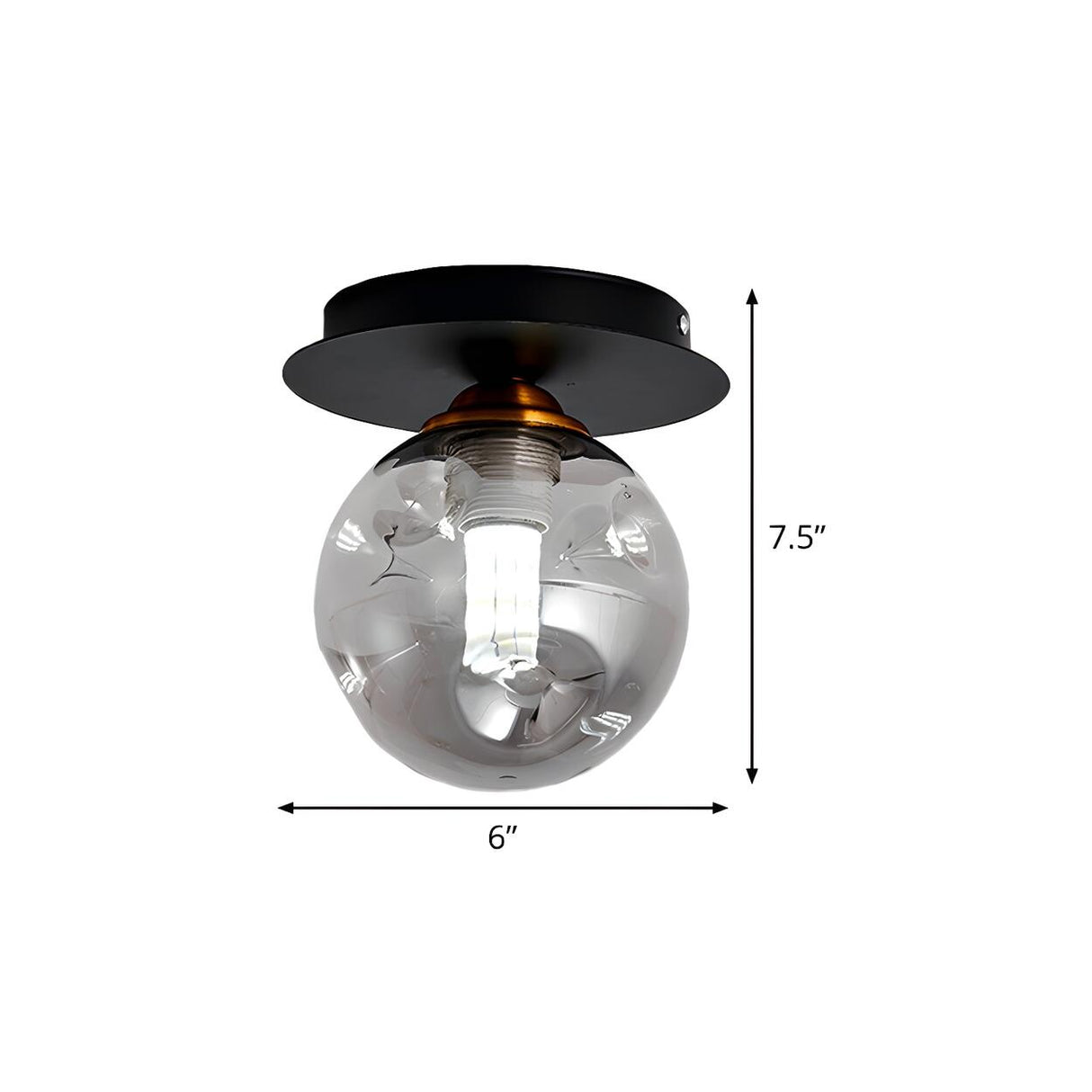Hallway Clear Dimpled Glass Globe Flush Mount Light Image - 5