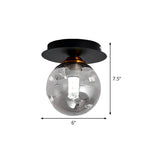 Hallway Clear Dimpled Glass Globe Flush Mount Light Image - 5