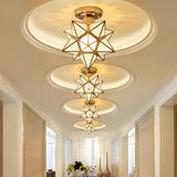 Hallway Colonial Hexagram Metal Semi-Flush Mount Light Image - 4