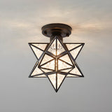 Hallway Colonial Hexagram Metal Semi-Flush Mount Light Image - 5