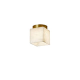 Hallway Cube Stone Brass Semi-Flush Mount Ceiling Light Image - 10