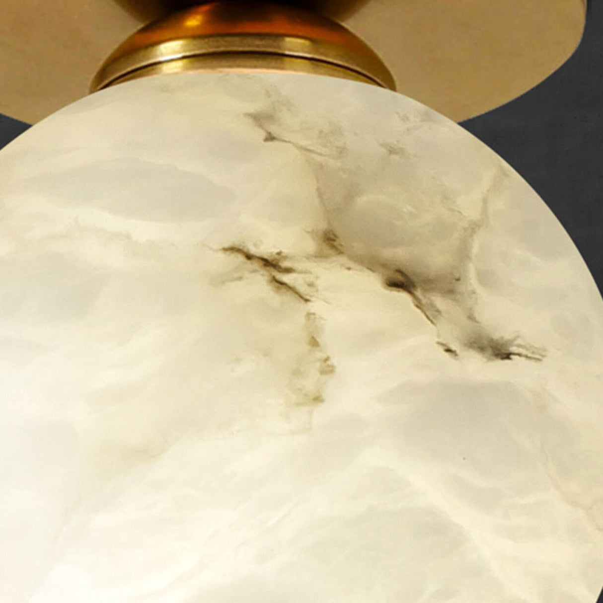 Hallway Cube Stone Brass Semi-Flush Mount Ceiling Light Image - 12