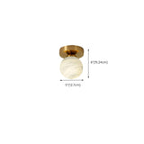 Hallway Cube Stone Brass Semi-Flush Mount Ceiling Light #size