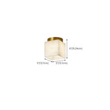 Hallway Cube Stone Brass Semi-Flush Mount Ceiling Light Image - 15