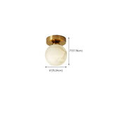 Hallway Cube Stone Brass Semi-Flush Mount Ceiling Light Image - 16