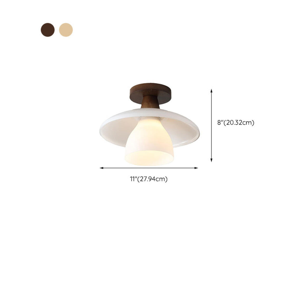 Hallway Disc Trumpet White Semi-Flush Mount Light Image - 13