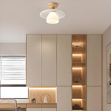 Hallway Disc Trumpet White Semi-Flush Mount Light Image - 3