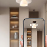 Hallway Disc Trumpet White Semi-Flush Mount Light Image - 4