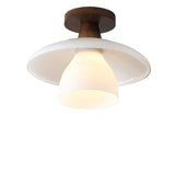 Hallway Disc Trumpet White Semi-Flush Mount Light Image - 5