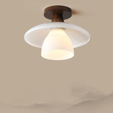 Hallway Disc Trumpet White Semi-Flush Mount Light Image - 6
