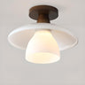 Hallway Disc Trumpet White Semi-Flush Mount Light Image - 8