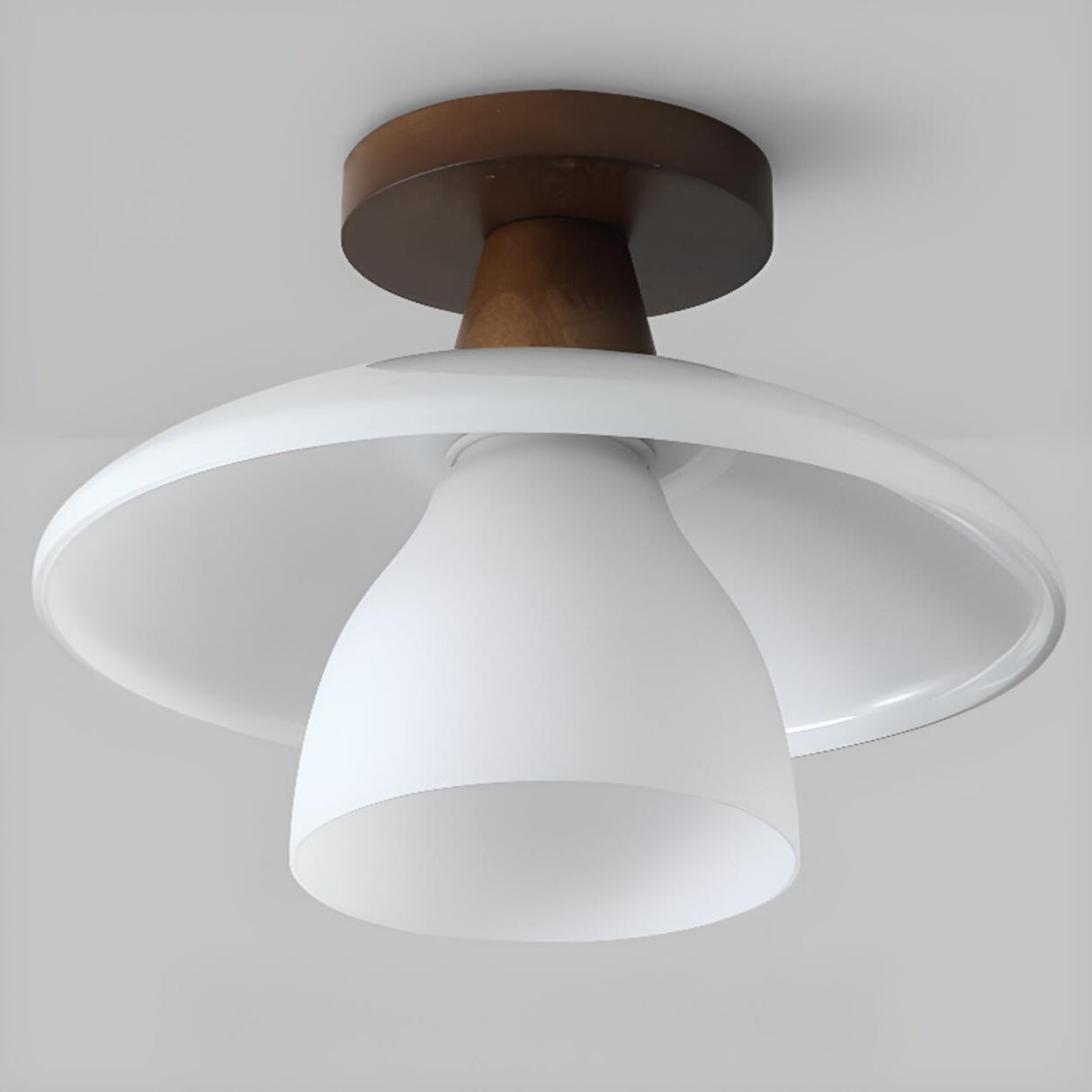 Hallway Disc Trumpet White Semi-Flush Mount Light Image - 9