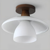 Hallway Disc Trumpet White Semi-Flush Mount Light Image - 9