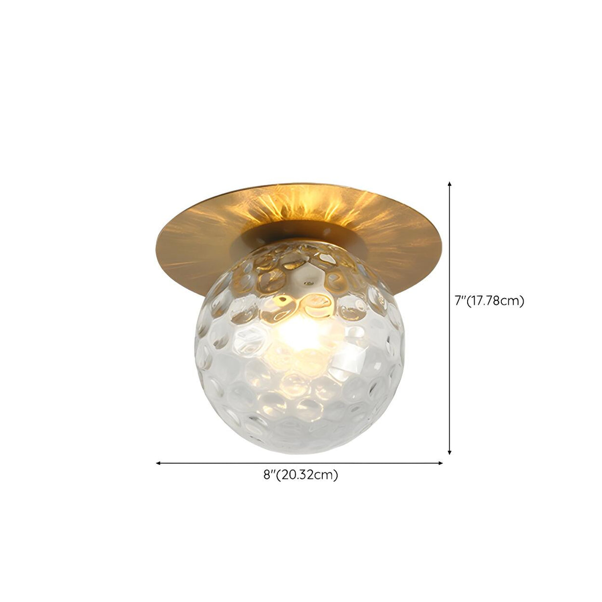 Hallway Glass Globe Gold Semi-Flush Mount Ceiling Light 
