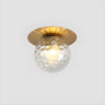 Hallway Glass Globe Gold Semi-Flush Mount Ceiling Light Image - 8