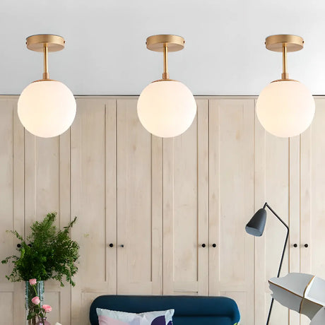 Hallway Glass Globe Semi-Flush Mount Ceiling Light Image - 1