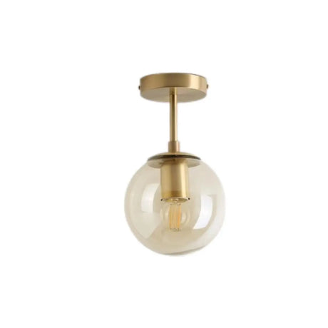Hallway Glass Globe Semi-Flush Mount Ceiling Light Image - 2