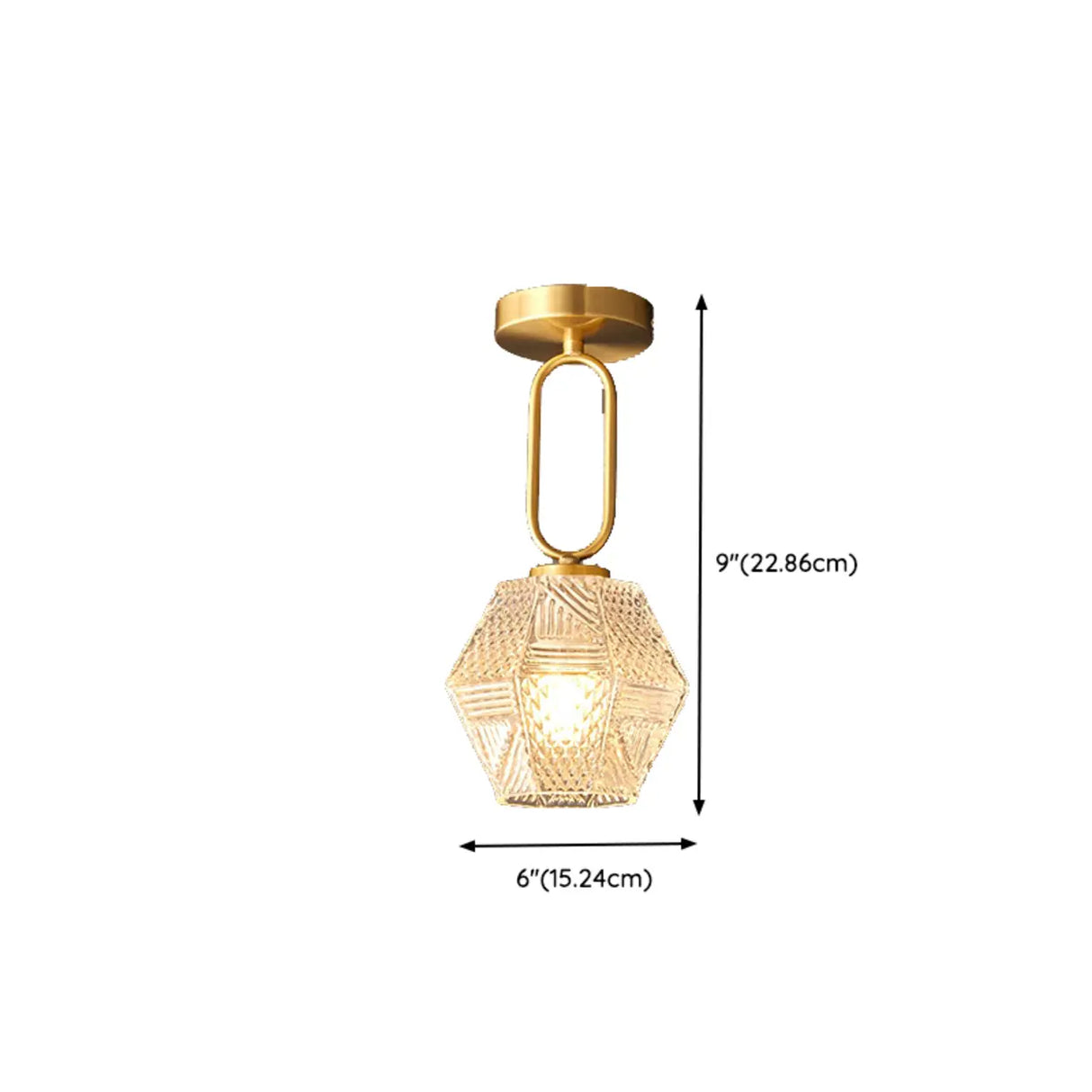 Hallway Gold Geometric Crystal Semi-Flush Mount Light 