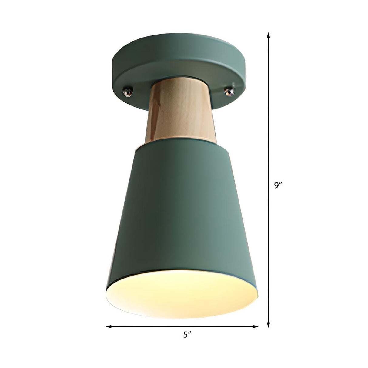 Hallway Green Conic Semi-Flush Mount Ceiling Light Image - 4