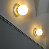 Hallway Green Glass Globe Flush Mount Ceiling Light Image - 15