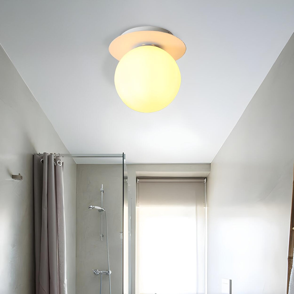 Hallway Green Glass Globe Flush Mount Ceiling Light Image - 6