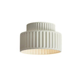 Hallway Green Ribbed Cylinder Flush Mount Ceiling Light Image - 3