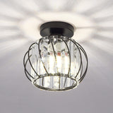 Hallway Hollow Spherical Crystal Semi-Flush Mount Light Image - 12