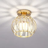 Hallway Hollow Spherical Crystal Semi-Flush Mount Light Image - 16