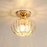 Hallway Hollow Spherical Crystal Semi-Flush Mount Light Image - 17