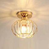 Hallway Hollow Spherical Crystal Semi-Flush Mount Light Image - 19