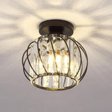 Hallway Hollow Spherical Crystal Semi-Flush Mount Light Image - 9