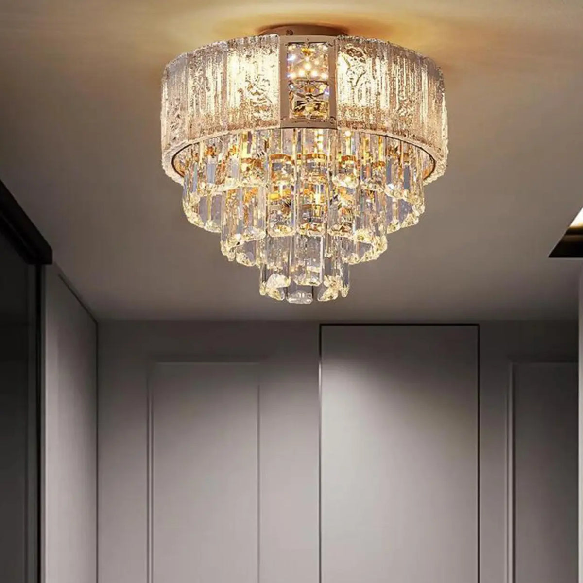 Hallway Luxury Mini Tower Crystal Flush Mount Light – Homebaa