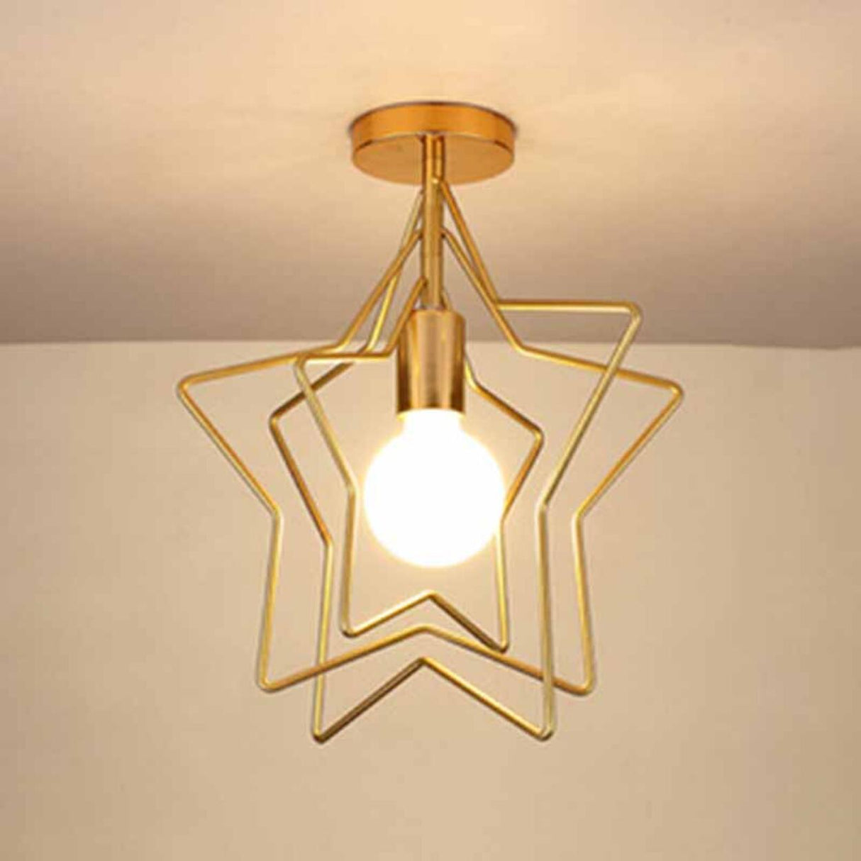Hallway Metal Gold Cone Semi-Flush Mount Ceiling Light Image - 14