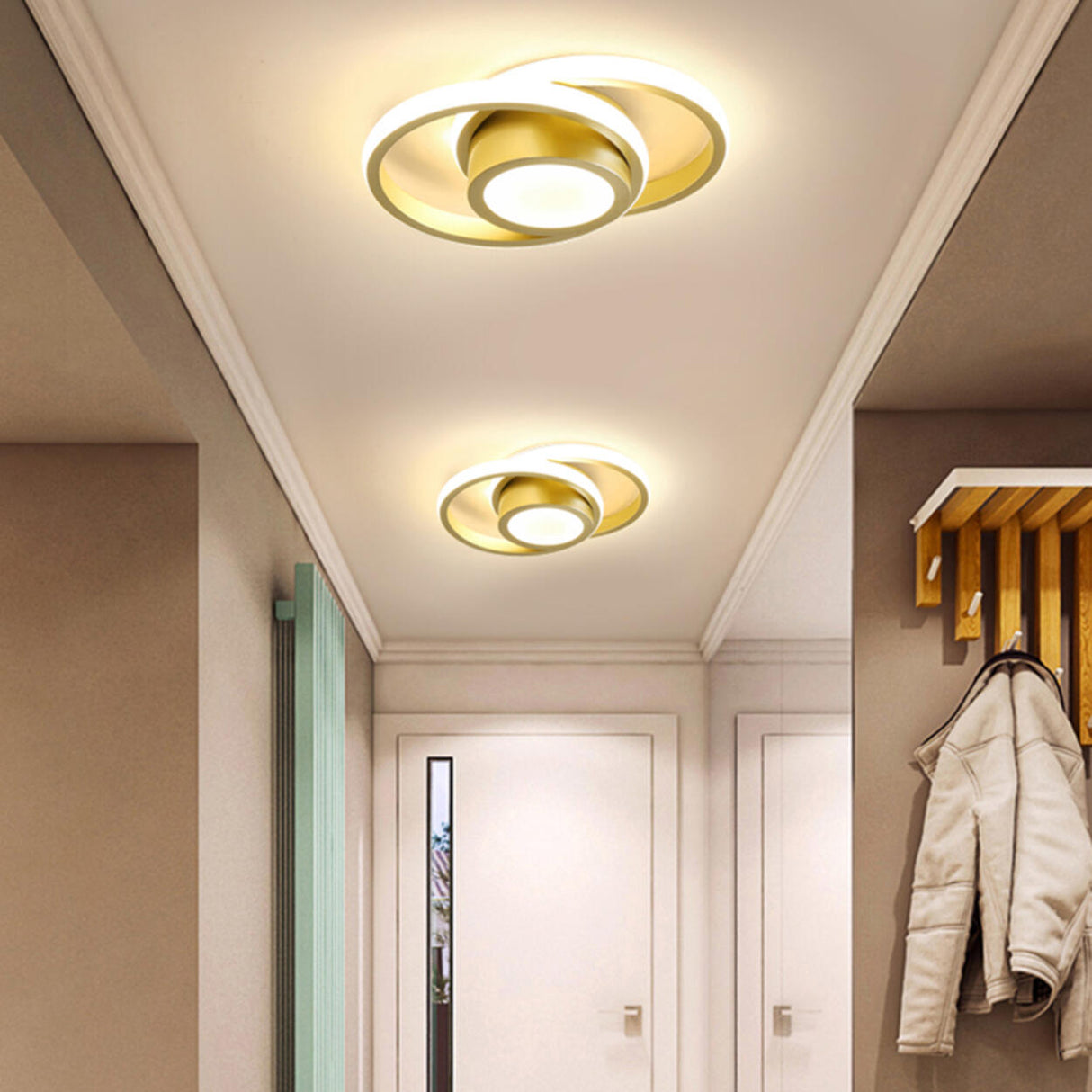 Hallway Mini Black Circle Flush Mount Light 3-Light Image - 20