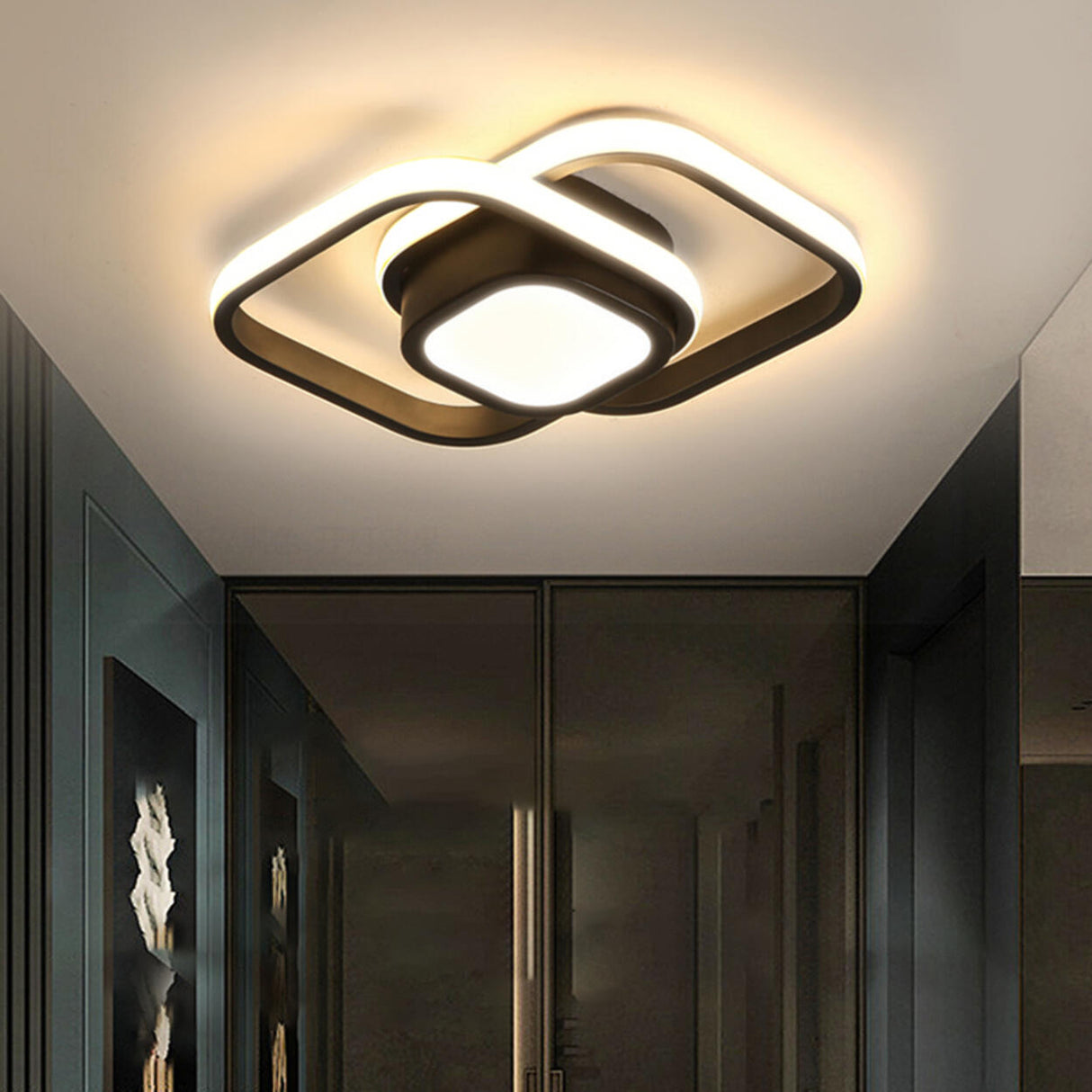 Hallway Mini Black Circle Flush Mount Light 3-Light Image - 7