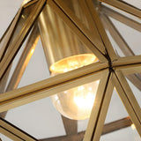 Hallway Mini Diamond-Shaped Brass Semi-Flush Mount Lamp Image - 10