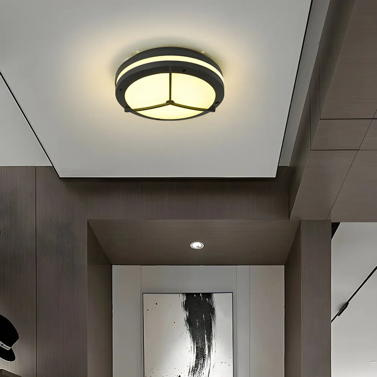 Hallway Mini Modern Black Round LED Flush Mount Light Image - 1