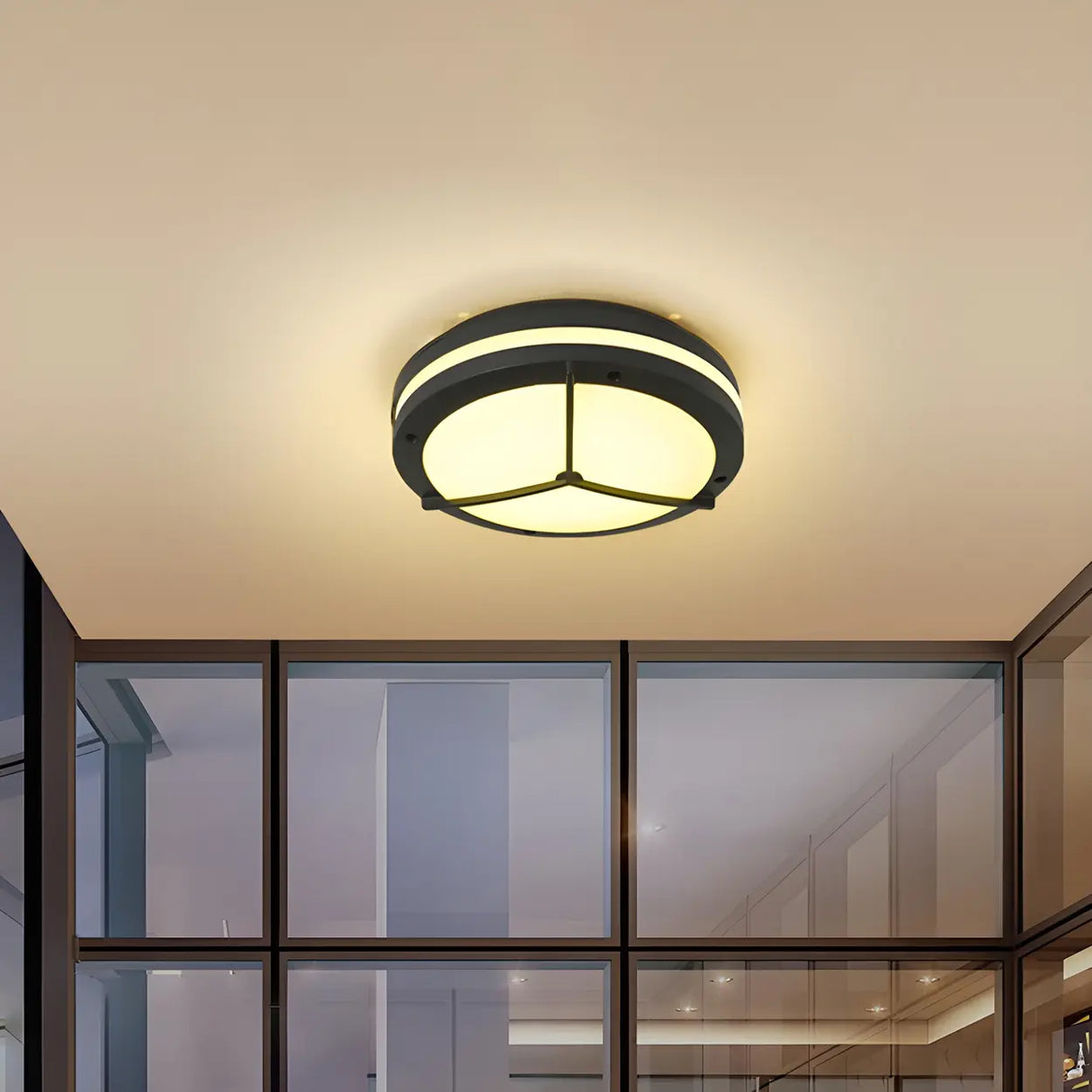 Hallway Mini Modern Black Round LED Flush Mount Light Image - 13