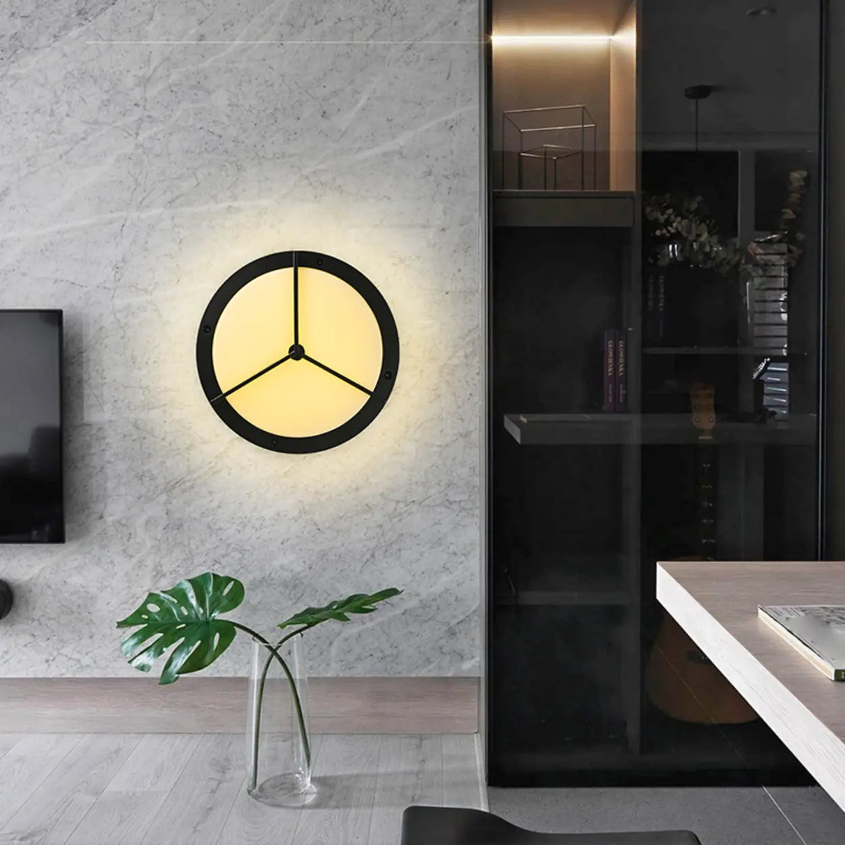Hallway Mini Modern Black Round LED Flush Mount Light Image - 4