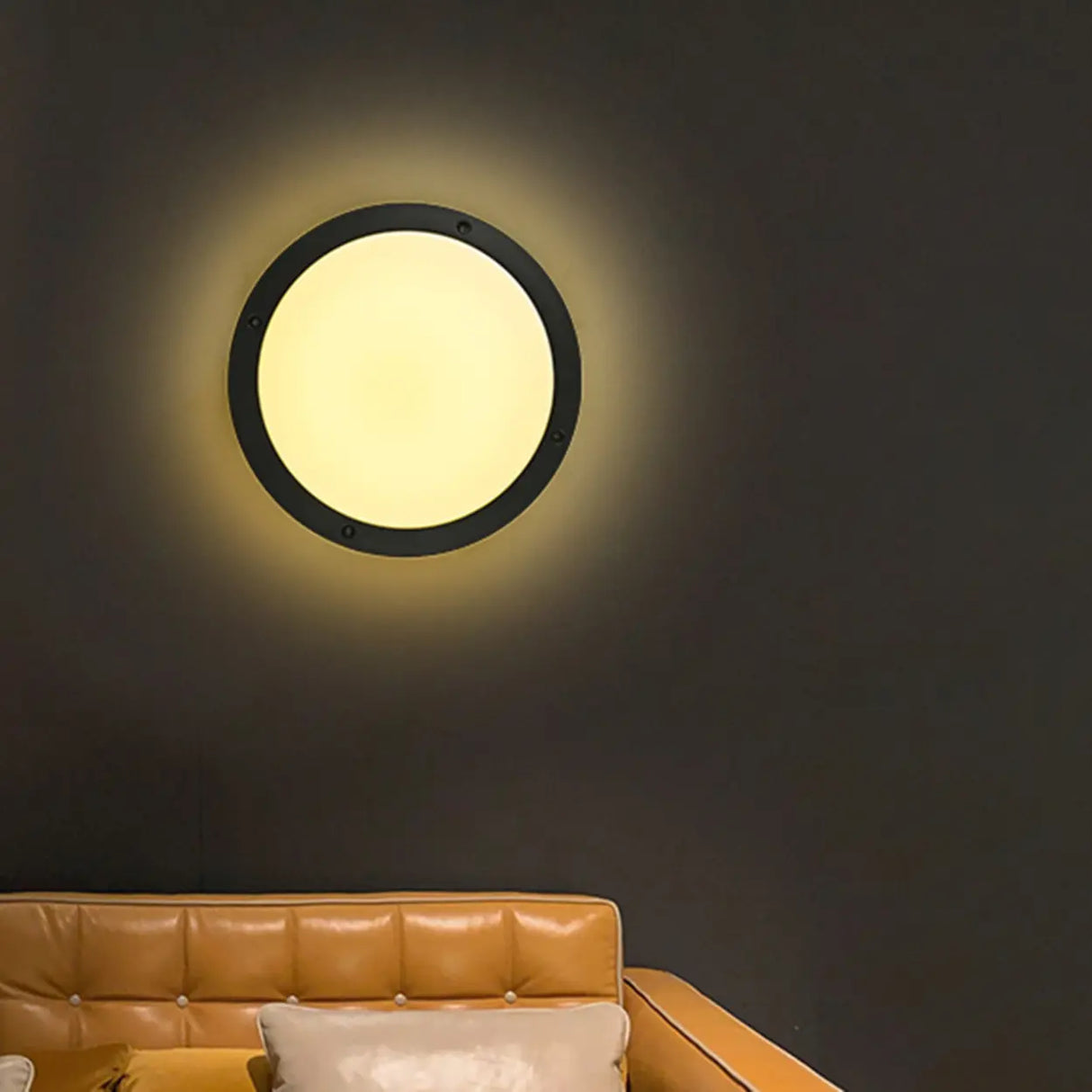 Hallway Mini Modern Black Round LED Flush Mount Light Image - 5