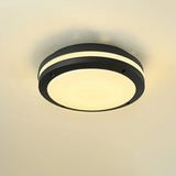 Hallway Mini Modern Black Round LED Flush Mount Light Image - 8