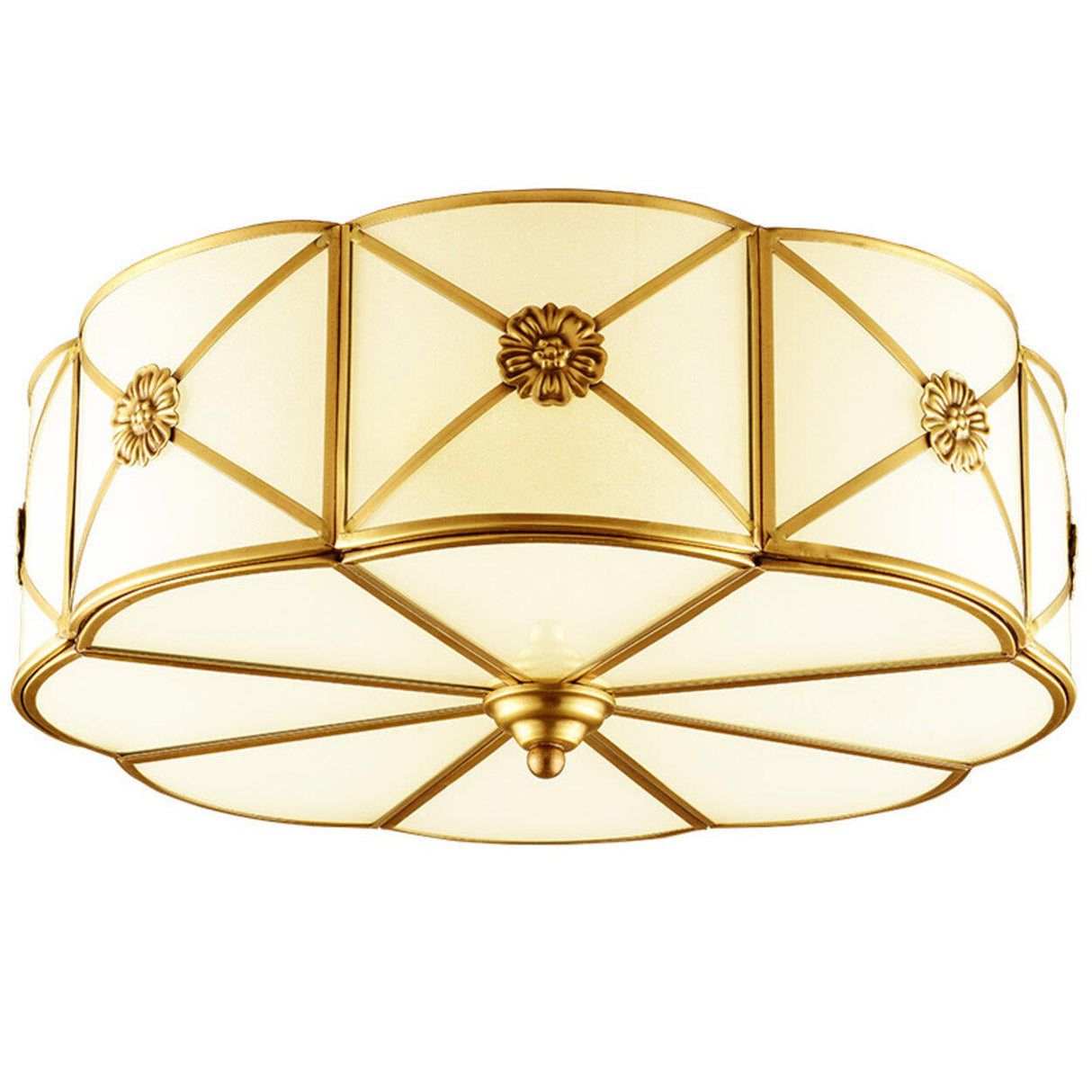Hallway Moon Cake Gold Glass Flush Mount Ceiling Light Image - 5