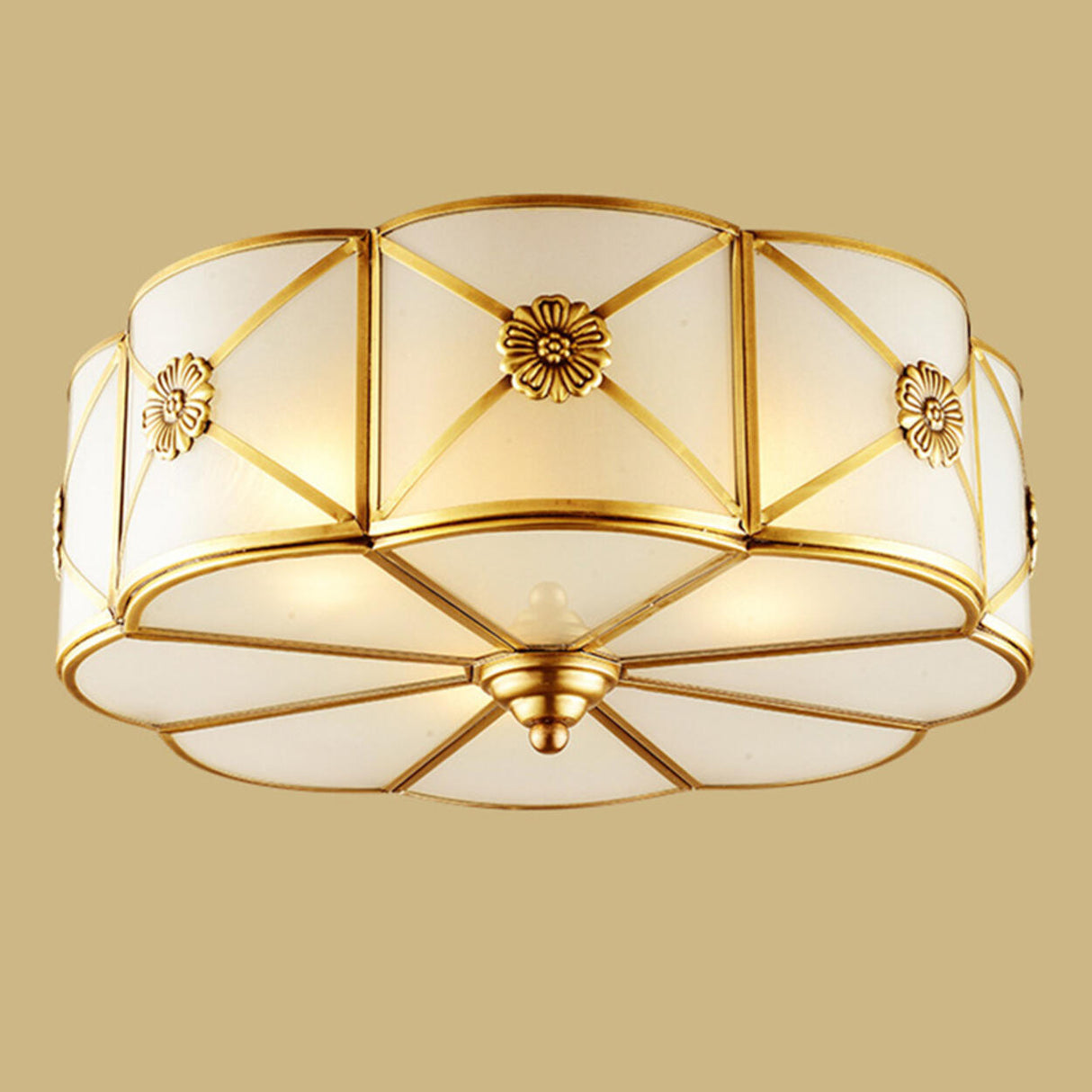 Hallway Moon Cake Gold Glass Flush Mount Ceiling Light Image - 6