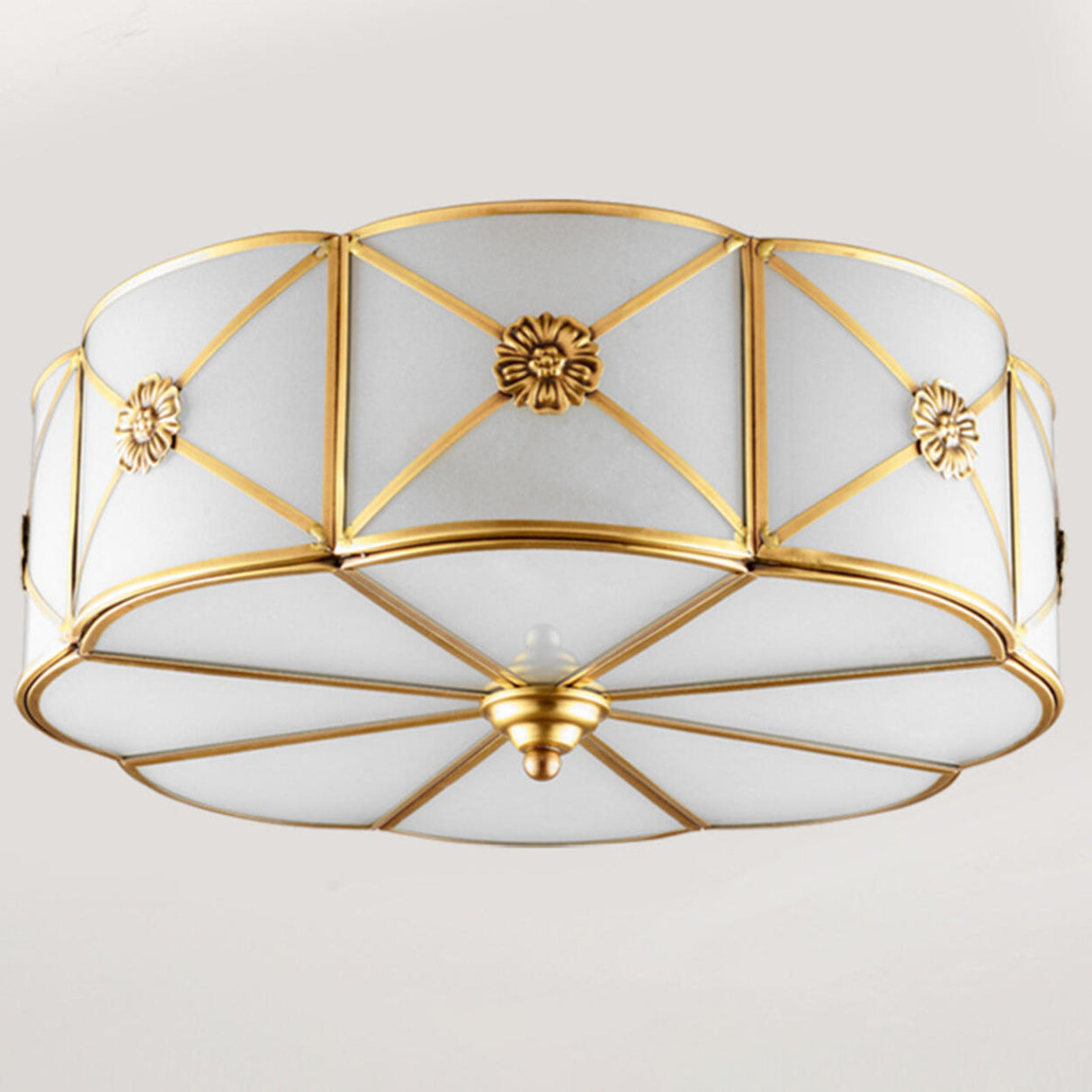 Hallway Moon Cake Gold Glass Flush Mount Ceiling Light Image - 8