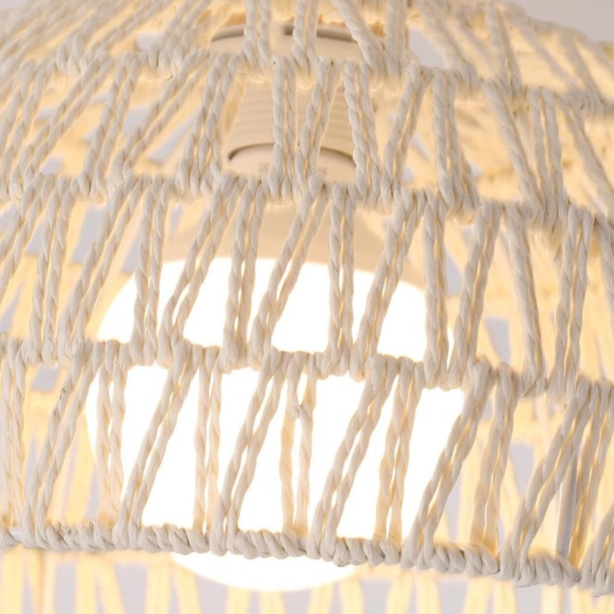Hallway Oriental Woven Rattan Semi-Flush Mount Light Image - 10